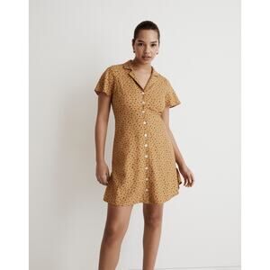 Madewell Kacie Mini Shirtdress Bitsy Bouquet Yellow Floral Size 10